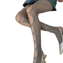 Sieťované pančucháče s vystihovaným vzorom a saténovými mašličkami, krajkové dámske pančuchy na párty do klubu cosplay JK y2k 13