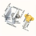 Sikkerhedslås til skydedøre og vinduer 30 x 24 x 16 mm metalbeslag med skrue og nøgle mod åbning 3