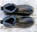 Sikkerhedsstøvler med stålspids Til arbejde med mekaniske risici Sidezipper Læder og PU-læder Gummisål med mønster Sort 9