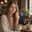 Silicone Case for iPhone 17 Air Lace Pattern Dark Finish Soft and Lightweight Matte and Non-Slip Shock Resistant and Scratch Resistant 6