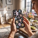 Silicone Cover for Samsung Galaxy A55 Floral Print Durable Thin Design Raised Lens Edge 1.5 mm Flower Text on the Side For Everyday Use 3