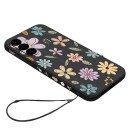 Silicone Cover with Wrist Strap for Samsung Galaxy A55 Floral Print Durable Thin Design Raised Lens Edge 1.5 mm Inscription Flower 1