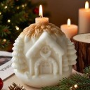 Silicone Mould 8.4 x 8.5 cm Christmas House with Needles and Wreath Mould for Casting Wax, Resin, Plaster, Soap and Making Candles 3