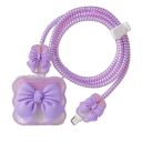 Silicone Protective Case for Apple Charger 18W/20W with Bow, Decorative Set with Dust and Damage Protection 1