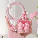 Silicone Protective Case for Apple Charger 18W/20W with Bow, Decorative Set with Dust and Damage Protection 8