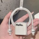 Silicone Protective Case Set for Charger and Cable for iPhone Transparent Design with the Word Hello and Connector Protection 2