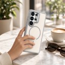 Siliconen hoes voor Samsung Galaxy S25+ met uitschuifbare standaard Ondersteuning voor draadloos opladen Beschermhoes voor mobiel 9