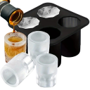 Siliconen ijsvorm 10×5 cm 4 ronde gaten Creatieve ijspers voor whisky, bier, bar, keukengereedschap, ronde ijsblokjes voor drankjes 2
