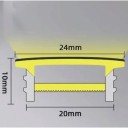 Siliconen LED profiel 20 x 10 mm Zwarte rand 24 mm Lengte 1 m Buigzaam Met diffuser Inbouwmontage in groef Voor LED strip Zonder LED strip 2