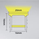 Silikon LED profil 16 x 16 mm Hvid kant 20 mm Længde 1 m Fleksibel Med diffuser Indbygget montering i rille Til LED bånd Uden LED bånd 2