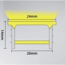 Silikon LED profil 20 x 14 mm Fehér él 24 mm Hossz 1 m Hajlékony Diffúzorral Süllyesztett szerelés hornyba LED szalaghoz LED szalag nélkül 2