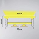 Silikon LED profil 30 x 10 mm Fehér szegély 34 mm Hossz 1 m Hajlékony Diffúzorral Süllyesztett szereléshez LED szalaghoz LED szalag nélkül 2