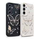 Silikon tok Samsung Galaxy A16 5G pillangókkal Tartós Fényes pillangó körvonalak és csillagok Zúzott struktúra Kameravédelem Mindennapra 4