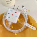 Silikonbeskyttelsescover til oplader og kabler med hjerte-motiv Gennemsigtigt cover med farverige hjerter Beskyttelse til iPhone tilbehør 6
