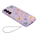 Silikoncover med håndledsrem til Samsung Galaxy A15 Farverige blomster Slidstærk og tynd Linserammer 1,5 mm Påskrift Flower på siden 8