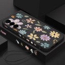 Silikoncover til Samsung Galaxy S24+ med håndledssnor med motiv af tegnet blomsterbeskyttelse til kameraet 2