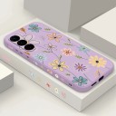 Silikoncover til Samsung Galaxy S24+ med motiv af tegnede blomster Kamera beskyttelse Mobilcover Blomster og blade 10