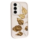 Silikoncover til Samsung Galaxy S24 Ultra med motiv af gyldne blade Beskyttelse af kameraet Mobilcover Blade på en gren 1