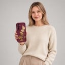 Silikoncover til Samsung Galaxy S24 Ultra med motiv af gyldne blade Beskyttelse af kameraet Mobilcover Blade på en gren 12