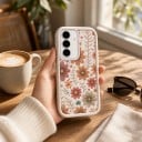 Silikoncover til Samsung Galaxy S25 Ultra med blomsterdesign Kamera beskyttelse Bagside cover til mobil Blomster og blade 2