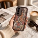 Silikoncover til Samsung Galaxy S25 Ultra med blomsterdesign Kamera beskyttelse Bagside cover til mobil Blomster og blade 8
