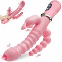 Silikone 3-i-1 kaninvibrator 22,5 cm med 12 vibrationstilstande, vandtæt, USB-opladning, diskret emballage 2