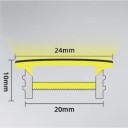 Σιλικόνη LED προφίλ 20 x 10 mm Λευκό περιθώριο 24 mm Μήκος 1 m Ευλύγιστο Με διαχύτη Ενσωματωμένη εγκατάσταση σε αυλάκι Για LED ταινία Χωρίς LED ταινία 2