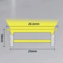 Σιλικόνη LED προφίλ 25 x 10 mm Λευκός περιφερειακός 28,6 mm Μήκος 1 m Ευέλικτο Με διαχύτη Ενσωματωμένη εγκατάσταση σε αυλάκι Για LED ταινία Χωρίς LED 2