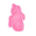 Silikonenvorm voor hars 8 cm Zwangere vrouw Roze mal voor het maken van sieraden Hangers Decoraties Handgemaakt 7