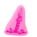 Silikonform 3D zum Backen in Form einer Weihnachtskerze mit Stechpalme Für Ofen und Gefrierschrank Temperaturbeständigkeit von -40 bis 230 °C Größe 2