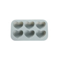 Silikonform til støbning af sæbe og stearinlys Hjerte 6 rum 16,2 x 9,5 x 2 cm rosa eller grøn 4