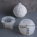 Silikonová forma 7,6 x 6,5 cm Vánoční koule s reliéfem listů a vloček Formička na odlévání vosku, pryskyřice, sádry a svíček 2