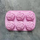 Silikonová forma na odlévání mýdla a svíček Růže růžová 6 přihrádek 24 x 16,2 x 3 cm 2