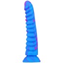 Silikónové dildo s vrúbkami 22 x 4cm s prísavkou na použitie bez rúk, diskrétne balenie pre vaše pohodlie a súkromie. 2