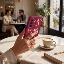 Silikónový kryt s pútkom na zápästie Samsung Galaxy A35 5G Odolný Motív čerešní a mašličiek Lemy okolo objektívov Ochranný obal na mobil 3