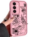 Silikónový ochranný kryt na mobil Samsung Galaxy A26 5G s kresbou ruží a listov Vystúpený rám fotoaparátu Vytažené okraje Kryté tlačidlá 10