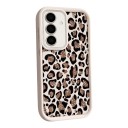 Silikónový ochranný kryt na Samsung Galaxy A56 Odolný Leopardie škvrny s trblietavým stredom Stupňovitý rám fotoaparátu Pružný obal na mobil 11