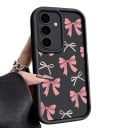 Silikónový ochranný obal na Samsung Galaxy A57 S maľovanými mašľami Vystúpený okraj okolo fotoaparátu Zvýšené hrany Ohebný kryt na telefón 8