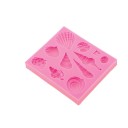 Silikonowa forma 3D do pieczenia z muszlami Do małych ozdób w kształcie muszli i muszek Jedenaście wzorów w różnych rozmiarach Wymiary 7,6 x 6,5 cm 3