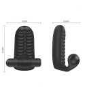 Silikonowy czarny rękaw na palec z wypustkami i mini wibratorem do ładowania przez USB, 10 trybów wibracji, dyskretne opakowanie 2