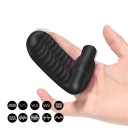 Silikonowy czarny rękaw na palec z wypustkami i mini wibratorem do ładowania przez USB, 10 trybów wibracji, dyskretne opakowanie 3