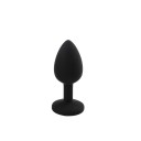 Silikonowy korek analny z wyjmowanym kamieniem, rozmiar L 4,2 x 9,5 cm, dyskretne opakowanie 3