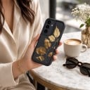 Silikonowy pokrowiec dla Samsung Galaxy S25 z motywem złotych liści Ochrona aparatu Tylny pokrowiec na telefon Liście na gałązce 5