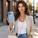 Silikonowy pokrowiec z przyssawkami i paskiem na iPhone 18 Pro Antypoślizgowe wykończenie Trzyma się na gładkiej powierzchni Do filmów 18