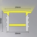 Silikonprofil LED 20 x 20 mm Schwarze Kante 24 mm Länge 1 m Flexibel Mit Diffusor Einbauinstallation in Nut Für LED Streifen Ohne LED Streifen 2