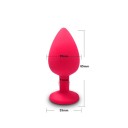 Silikonröd buttplug storlek M med genomskinlig avtagbar sten, idealisk för stilfullt diversifiering av intima stunder Diskret förpackning 2