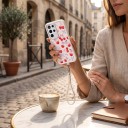 Silikonskydd med handledsrem för Samsung Galaxy A17 5G Hållbart Motiv av röda körsbär och rosetter Kameraskydd Mobilskal 5