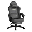 Silla de juego ajustable con reposapiés retráctil, 131 cm, tapizado textil, silla giratoria para computadora en sala de juegos y oficina 3