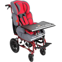 Silla de ruedas infantil con respaldo alto reclinable hasta 150° Capacidad de carga 120 kg Ultraleve plegable Roja para el cuidado diario de niños 2