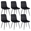 Sillas de comedor modernas Set de 6 piezas Tapizado de terciopelo y respaldo acolchado Estructura de metal Para el comedor, la cocina y la sala 2